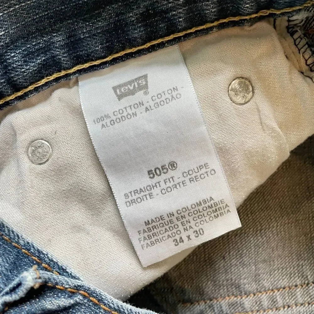 Levi’s 505 Vintage Straight Fit Straight Leg Denim Men’s Jeans Size 34x30